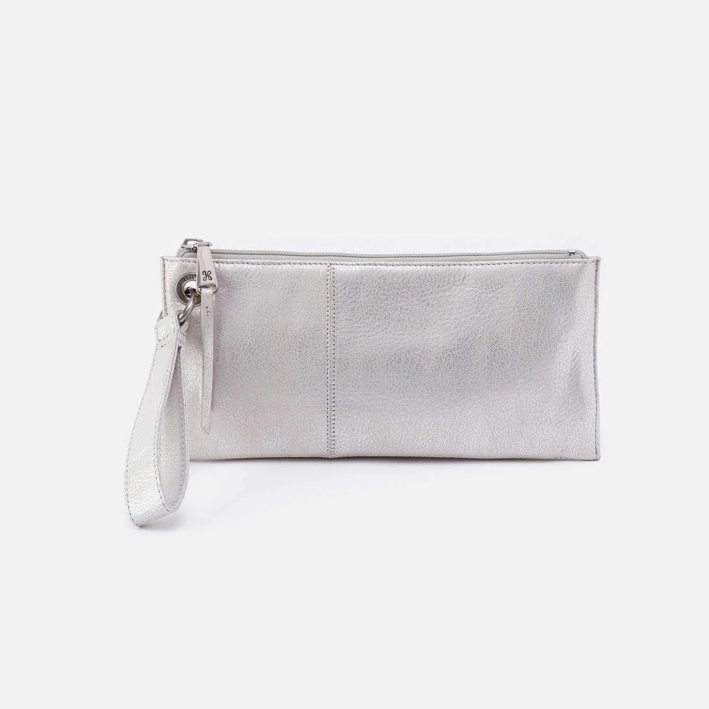 Vida Wristlet In Metallic Leather - Silver 1 Vida Wristlet In Metallic Leather - Silver