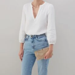 Lauren Clutch-Wallet In Metallic Leather - Gold Leaf -Hobo Sales Store BF 3385GDLF 02