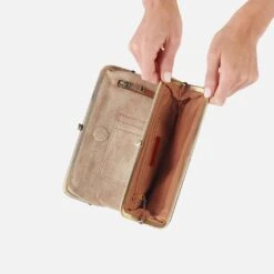 Lauren Clutch-Wallet In Metallic Leather - Gold Leaf -Hobo Sales Store BF 3385GDLF 05