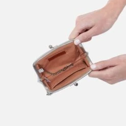 Cheer Frame Pouch In Metallic Leather - Silver -Hobo Sales Store BF 34033SILV 02