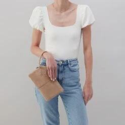 Sable Wristlet In Buffed Leather - Irish Creme 9 Sable Wristlet In Buffed Leather - Irish Creme -Hobo Sales Store BF 35036ICRM 02