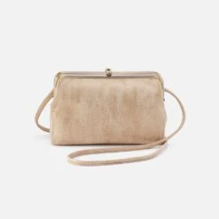 Lauren Crossbody In Metallic Leather - Gold Leaf