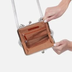 Alba Crossbody In Metallic Leather - Silver -Hobo Sales Store BF 35931SILV 03