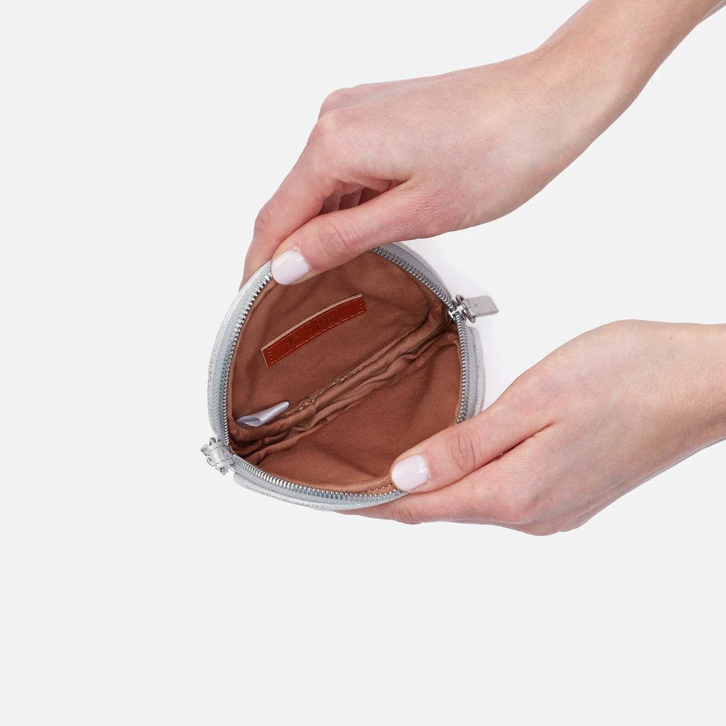 Revolve Clip Pouch In Metallic Leather - Silver 2 Revolve Clip Pouch In Metallic Leather - Silver - Image 2