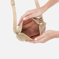 Pier Small Crossbody In Metallic Leather - Gold Leaf 6 Pier Small Crossbody In Metallic Leather - Gold Leaf -Hobo Sales Store BF 82396GDLF 03