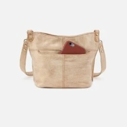 Pier Small Crossbody In Metallic Leather - Gold Leaf 7 Pier Small Crossbody In Metallic Leather - Gold Leaf -Hobo Sales Store BF 82396GDLF 04