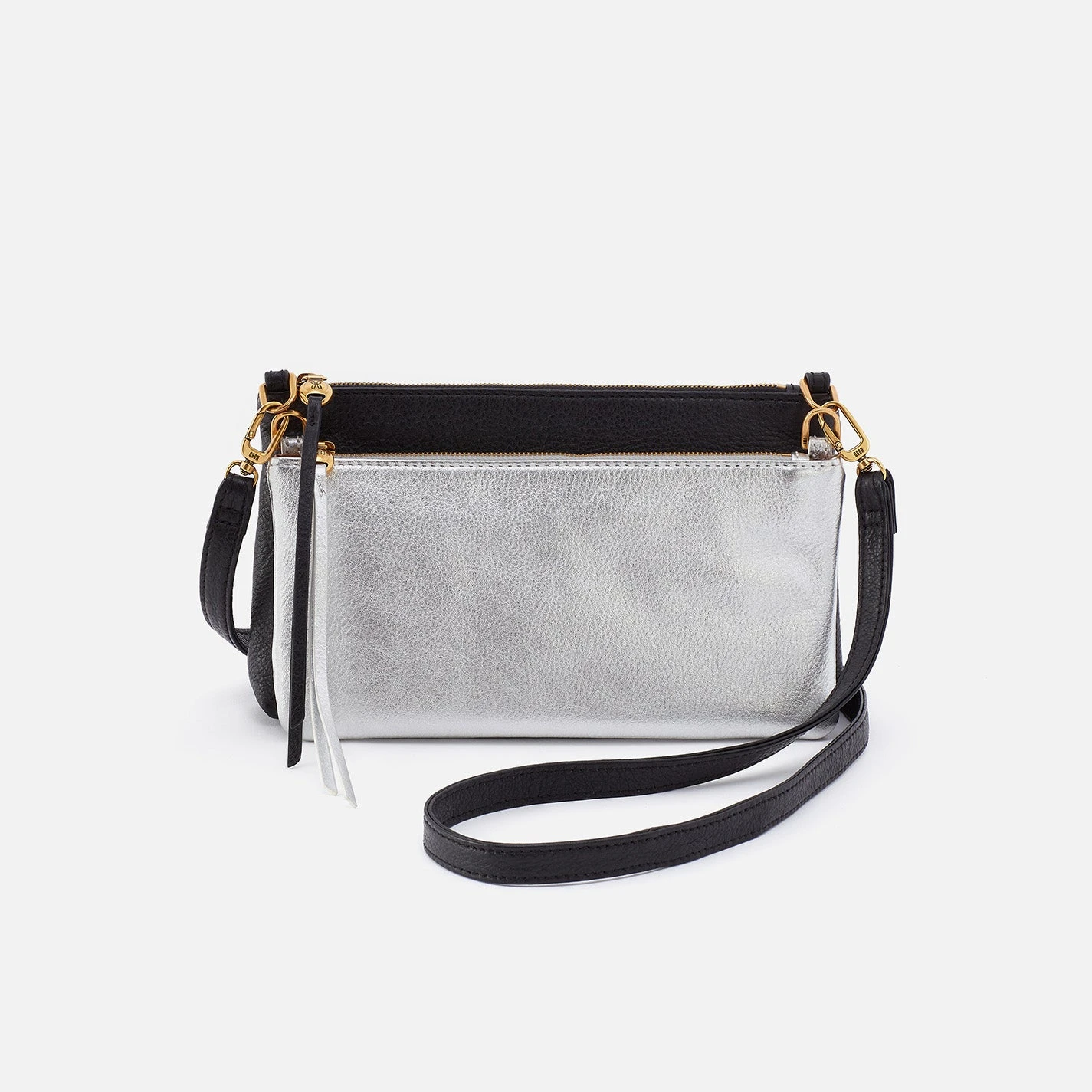 Darcy Double Crossbody In Pebbled Leather - Black 1 Darcy Double Crossbody In Pebbled Leather - Black