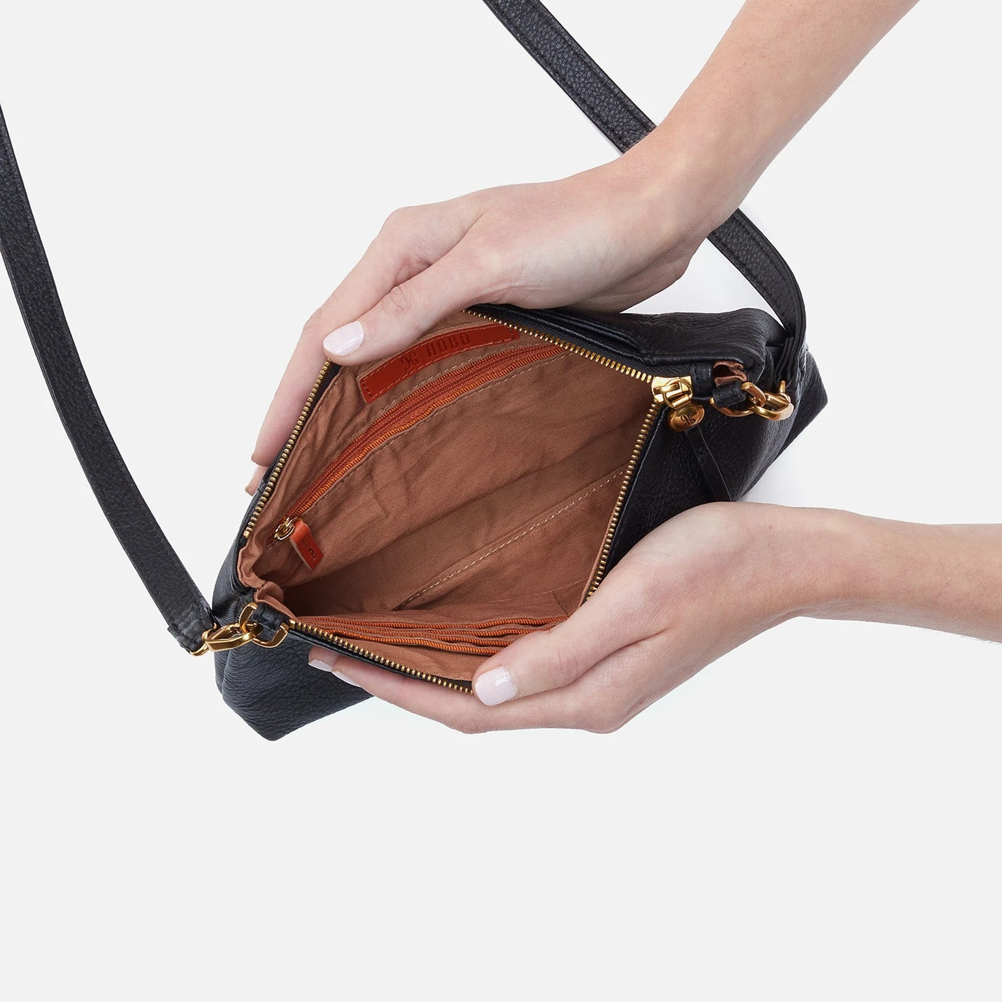 Darcy Double Crossbody In Pebbled Leather - Black 3 Darcy Double Crossbody In Pebbled Leather - Black - Image 3