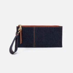 Vida Wristlet In Denim Fabric - Dark Denim