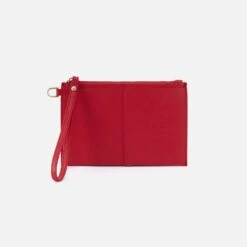 Vida Small Pouch In Micro Pebbled Leather - Tango Red