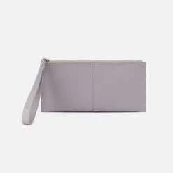 Vida Large Pouch In Micro Pebbled Leather - Morning Dove Grey