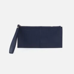 Vida Large Pouch In Micro Pebbled Leather - Mood Indigo