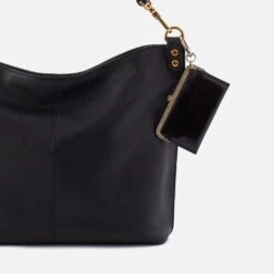 Lauren Card Case Charm In POLISHED LEATHER - Black -Hobo Sales Store NV 20063BLK 03