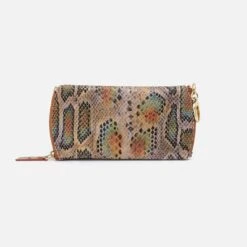 Spark Double Eyeglass Case In Printed Leather - Opal Snake Print