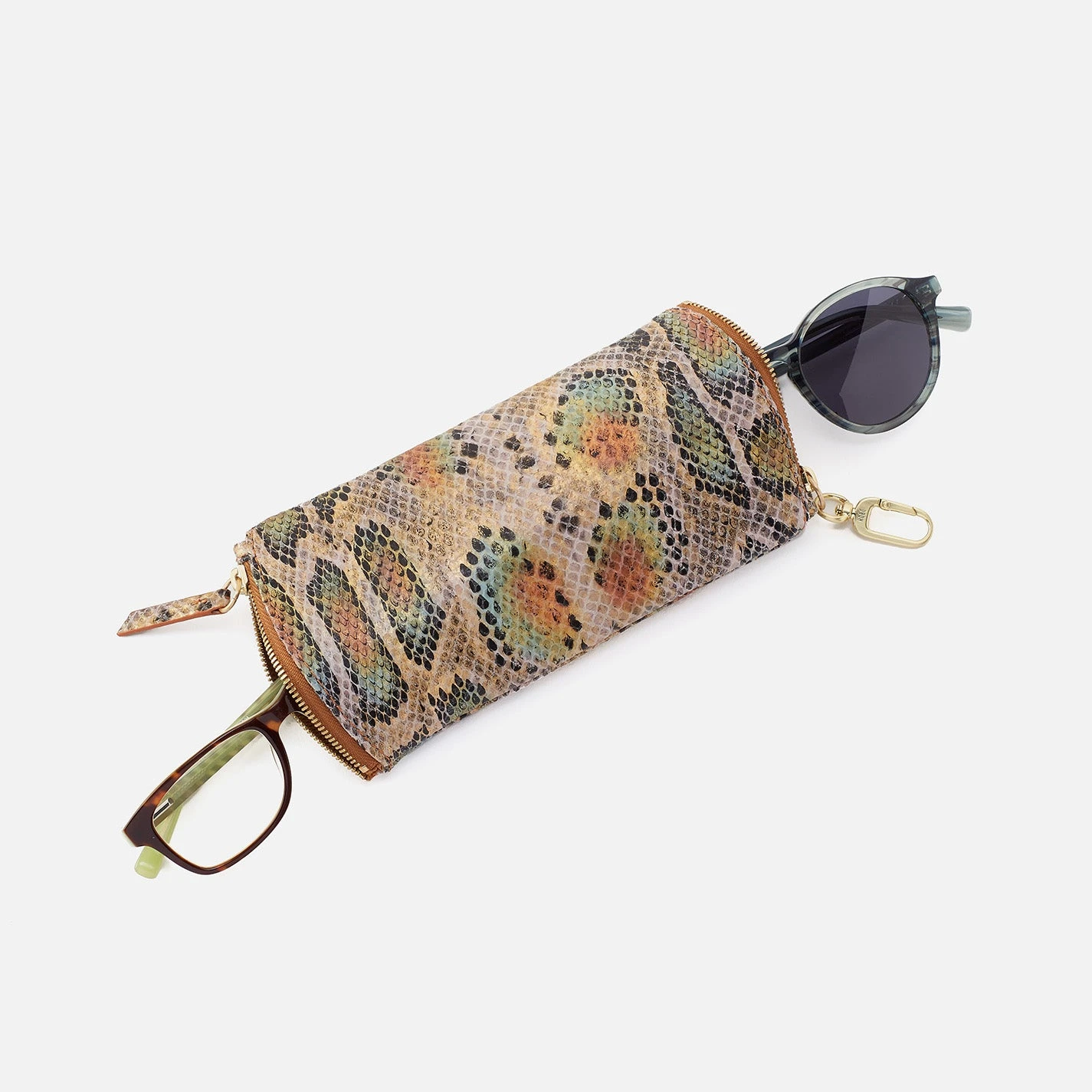 Spark Double Eyeglass Case In Printed Leather - Opal Snake Print 2 Spark Double Eyeglass Case In Printed Leather - Opal Snake Print - Image 2