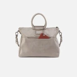 Sheila Medium Satchel In Metallic Leather - Granite Grey -Hobo Sales Store NV 22605GTGR 04