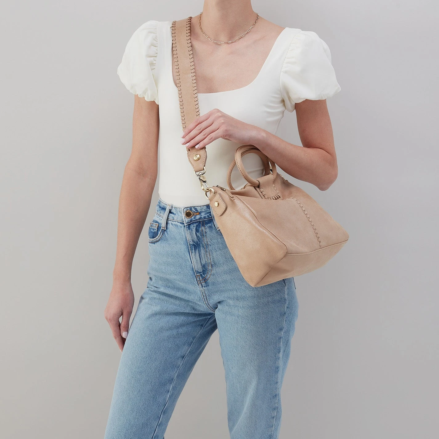 Sheila Medium Satchel In Buffed Leather - Irish Creme 3 Sheila Medium Satchel In Buffed Leather - Irish Creme - Image 3