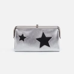Lauren Clutch-Wallet In Metallic Leather - Argento