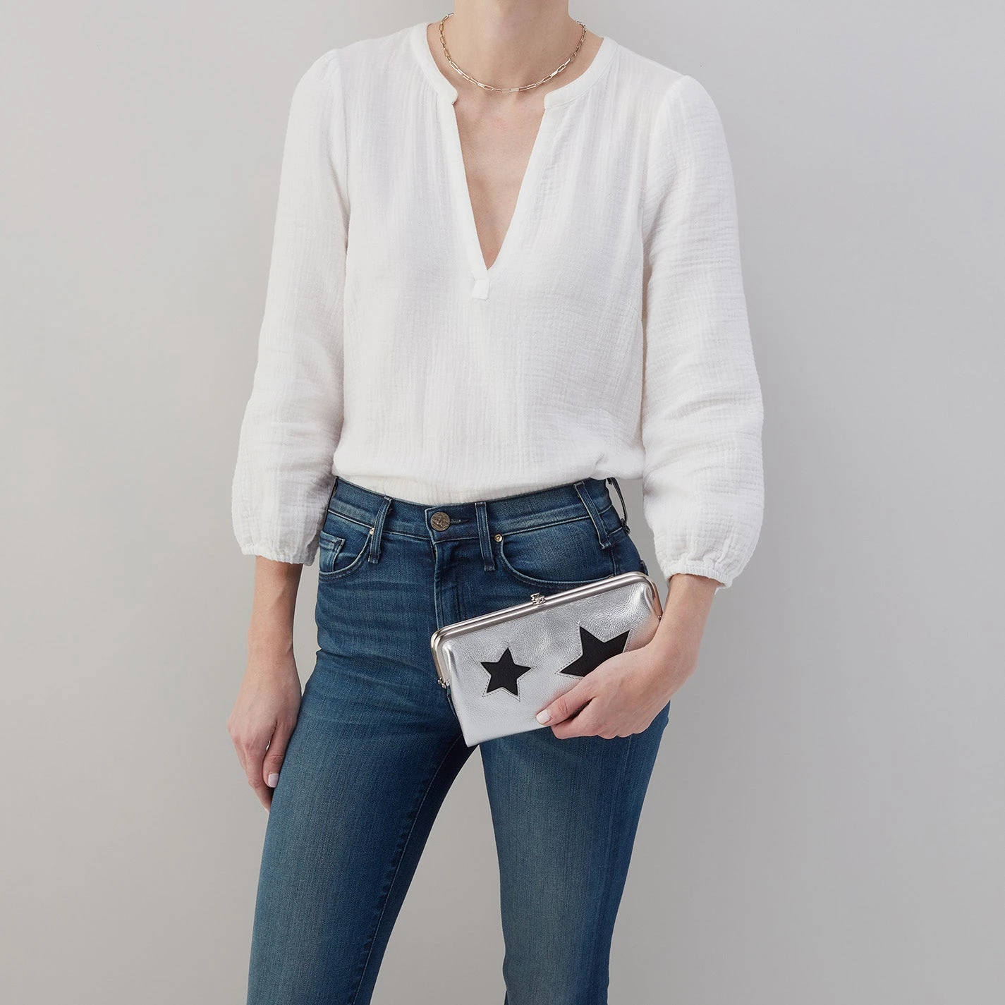 Lauren Clutch-Wallet In Metallic Leather - Argento 3 Lauren Clutch-Wallet In Metallic Leather - Argento - Image 3