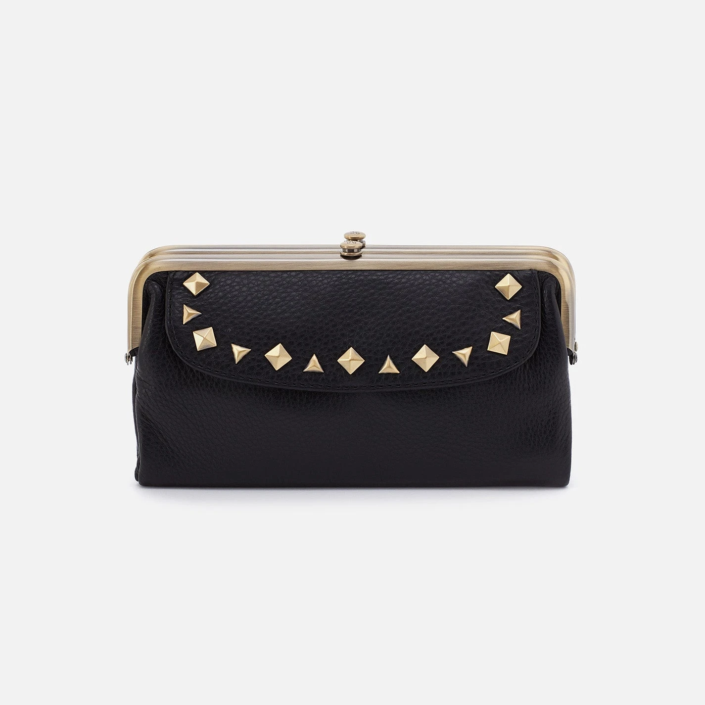 Lauren Clutch-Wallet In Pebbled Leather - Black With Studs 1 Lauren Clutch-Wallet In Pebbled Leather - Black With Studs
