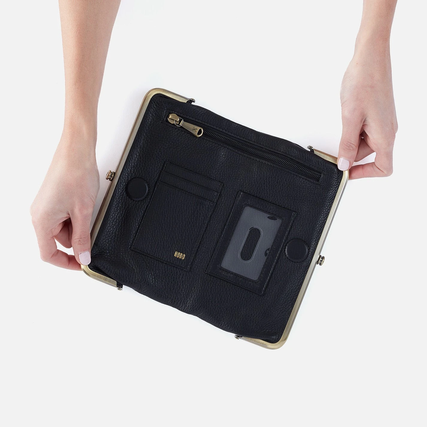 Lauren Clutch-Wallet In Pebbled Leather - Black With Studs 4 Lauren Clutch-Wallet In Pebbled Leather - Black With Studs - Image 4