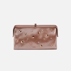 Lauren Clutch-Wallet In Metallic Leather - Frosted Rose