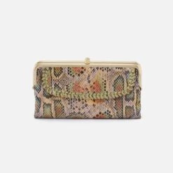 Lauren Clutch-Wallet In Printed Leather - Opal Snake Print