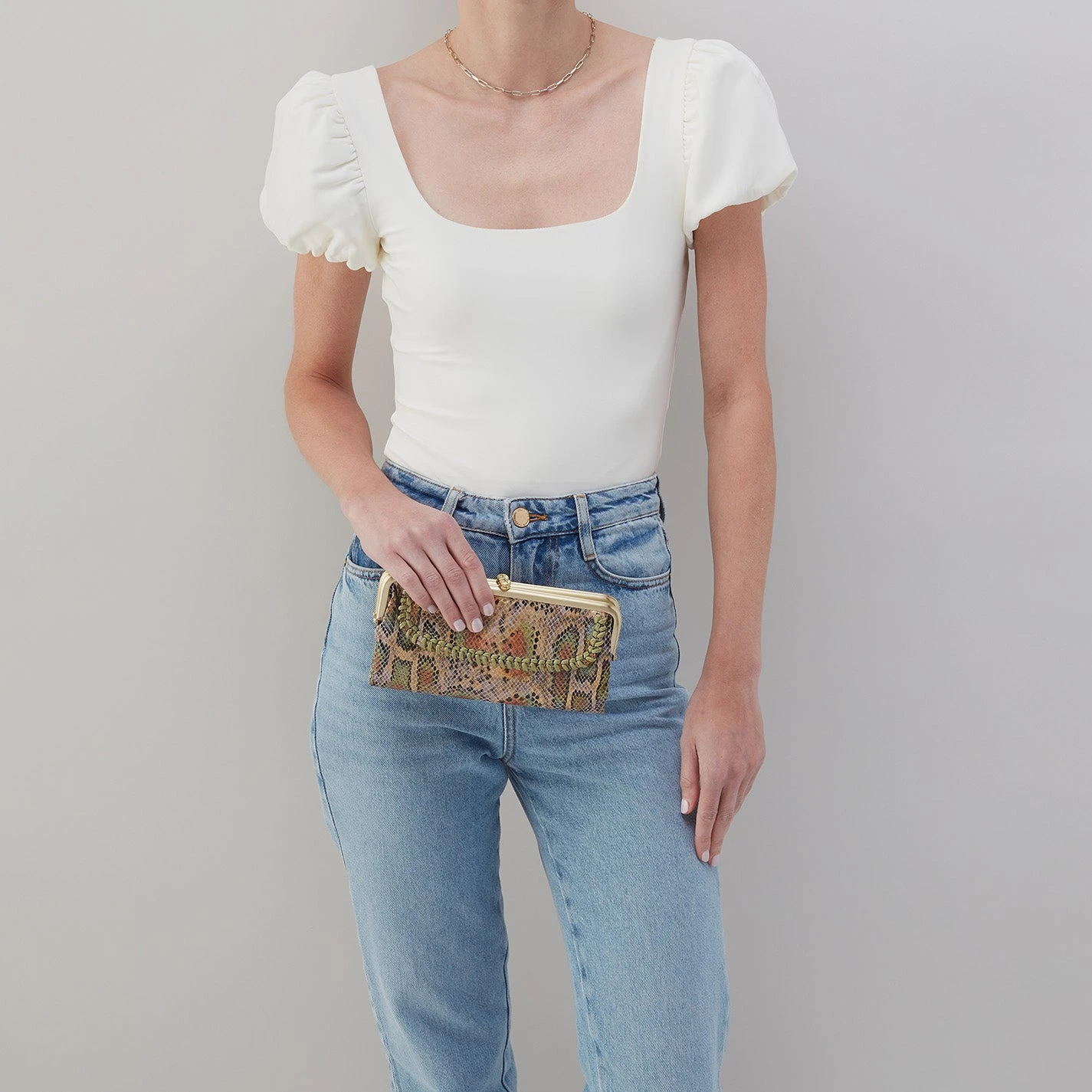 Lauren Clutch-Wallet In Printed Leather - Opal Snake Print 3 Lauren Clutch-Wallet In Printed Leather - Opal Snake Print - Image 3