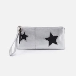 Vida Wristlet In Metallic Leather - Argento