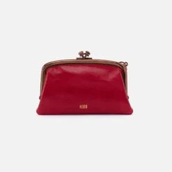 Cheer Frame Pouch In Polished Leather - Claret -Hobo Sales Store NV 22663CLRT 03