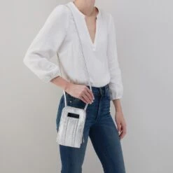 Ace Phone Crossbody In Metallic Leather - Argento -Hobo Sales Store NV 22666AGTO 02