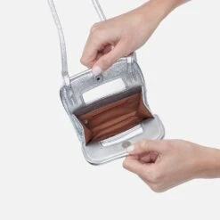 Ace Phone Crossbody In Metallic Leather - Argento -Hobo Sales Store NV 22666AGTO 03