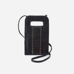 Ace Phone Crossbody In Pebbled Leather - Black