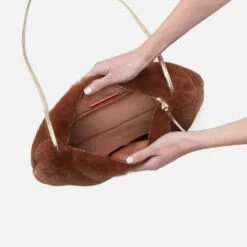 Ziggy Crossbody In Faux Fur And Metallic Leather - Medium Brown -Hobo Sales Store NV 22674MBRN 03