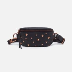 Fern Belt Bag In Pebbled Leather - Studded Black