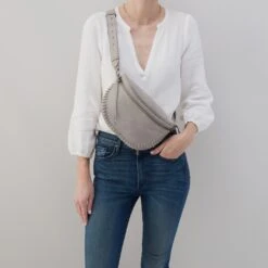 Juno Belt Bag In Metallic Leather - Granite Grey 8 Juno Belt Bag In Metallic Leather - Granite Grey -Hobo Sales Store NV 22679GTGR 02