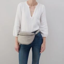 Juno Belt Bag In Metallic Leather - Granite Grey 10 Juno Belt Bag In Metallic Leather - Granite Grey -Hobo Sales Store NV 22679GTGR 04