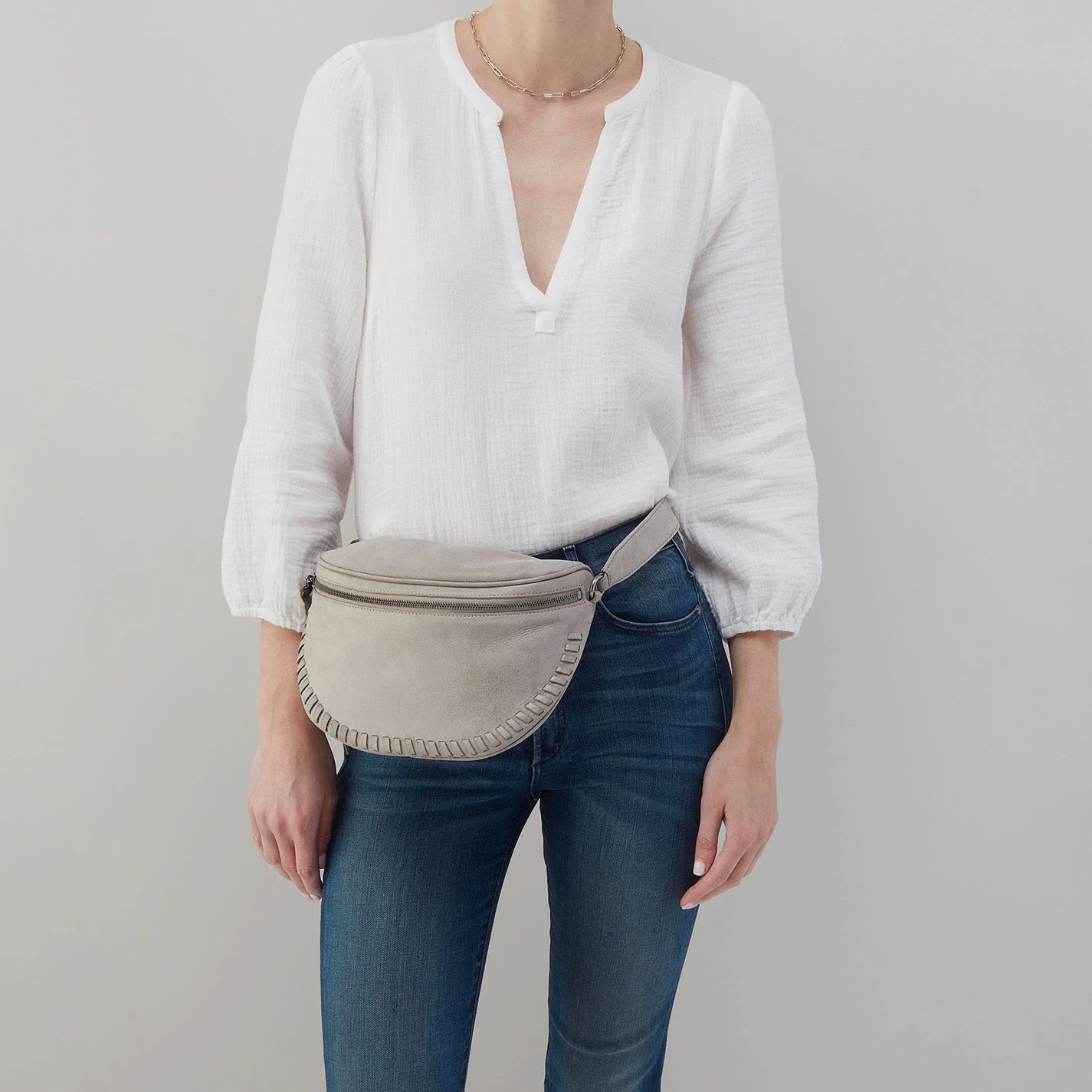 Juno Belt Bag In Metallic Leather - Granite Grey 5 Juno Belt Bag In Metallic Leather - Granite Grey - Image 5