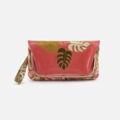 Lauren Wristlet In Mixed Leathers - Cherry Blossom