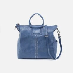 Sheila Large Satchel In Buffed Leather - Azure