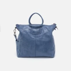 Sheila Large Satchel In Buffed Leather - Azure -Hobo Sales Store NV 22689AZUR 04