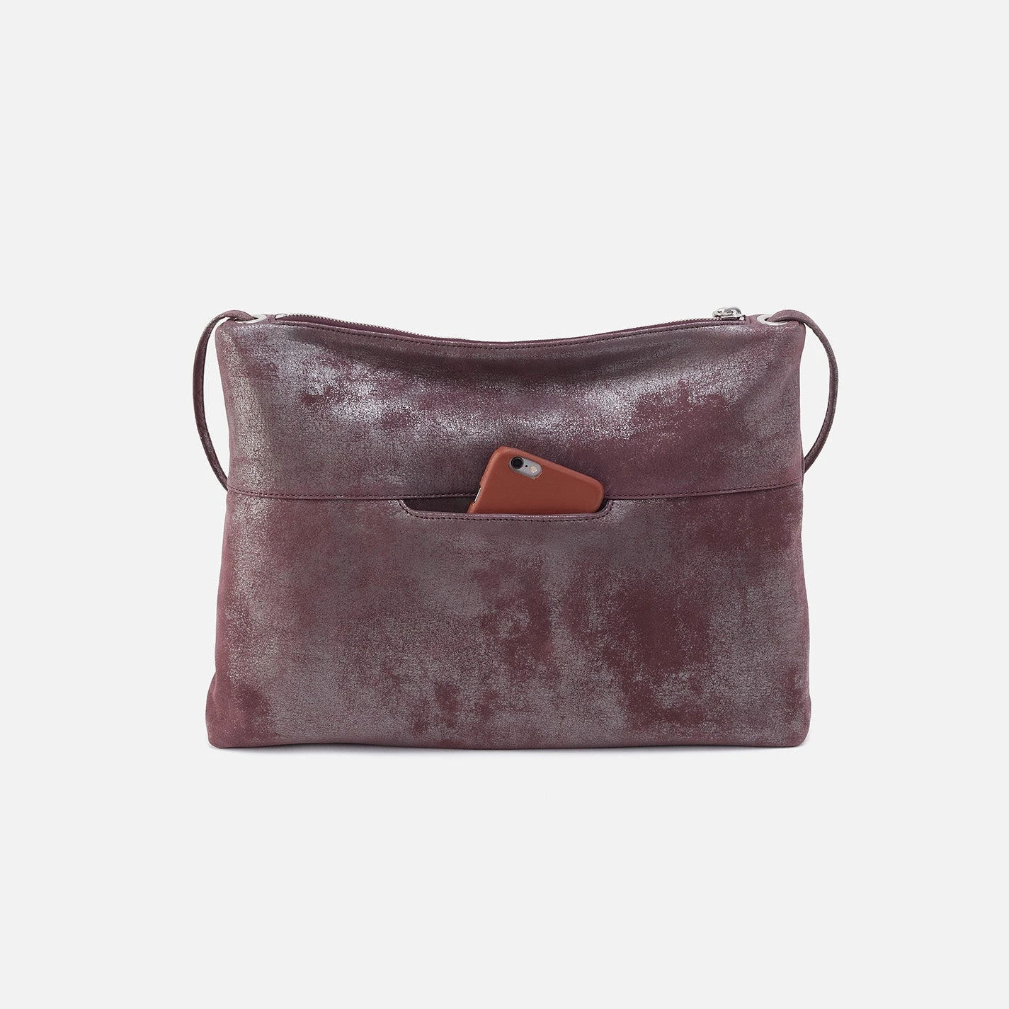 Ziggy Crossbody In Metallic Leather - Plum Graphite 5 Ziggy Crossbody In Metallic Leather - Plum Graphite - Image 5