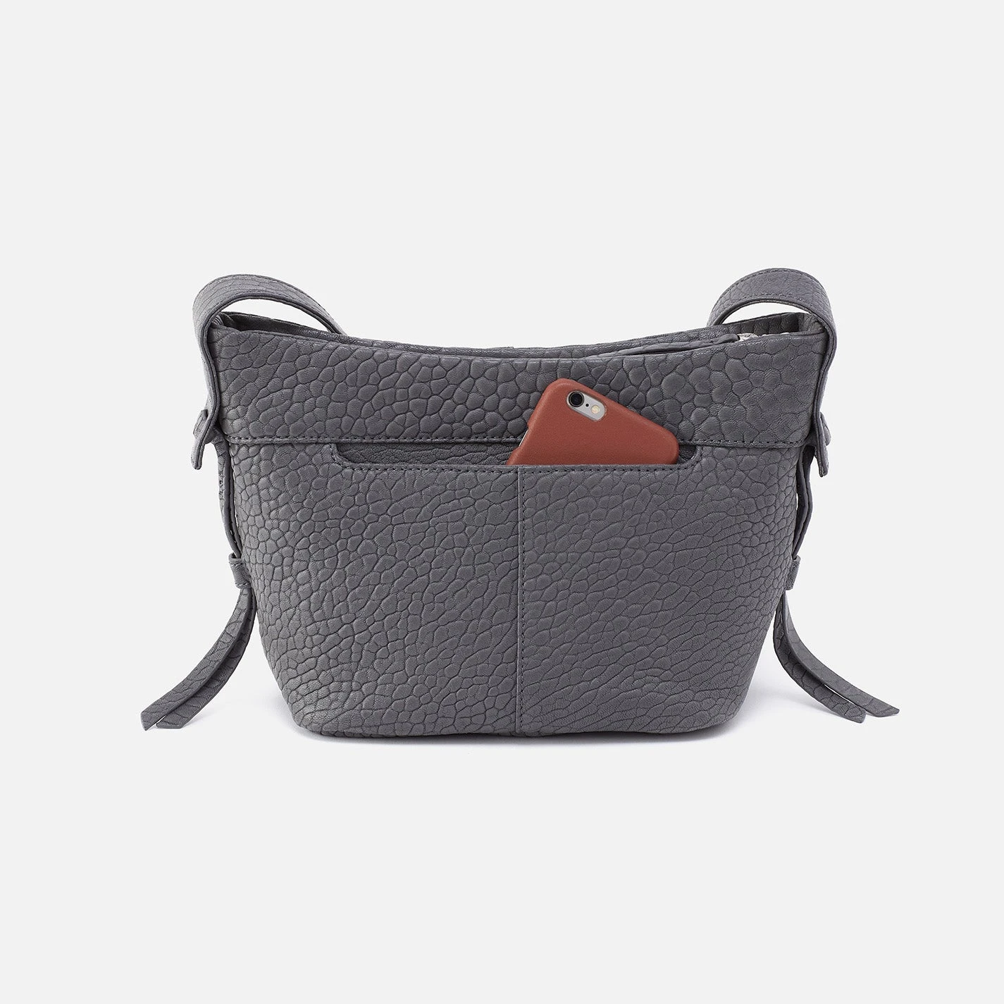 Bonita Crossbody In Bubble Pebbled Leather - Grey 5 Bonita Crossbody In Bubble Pebbled Leather - Grey - Image 5