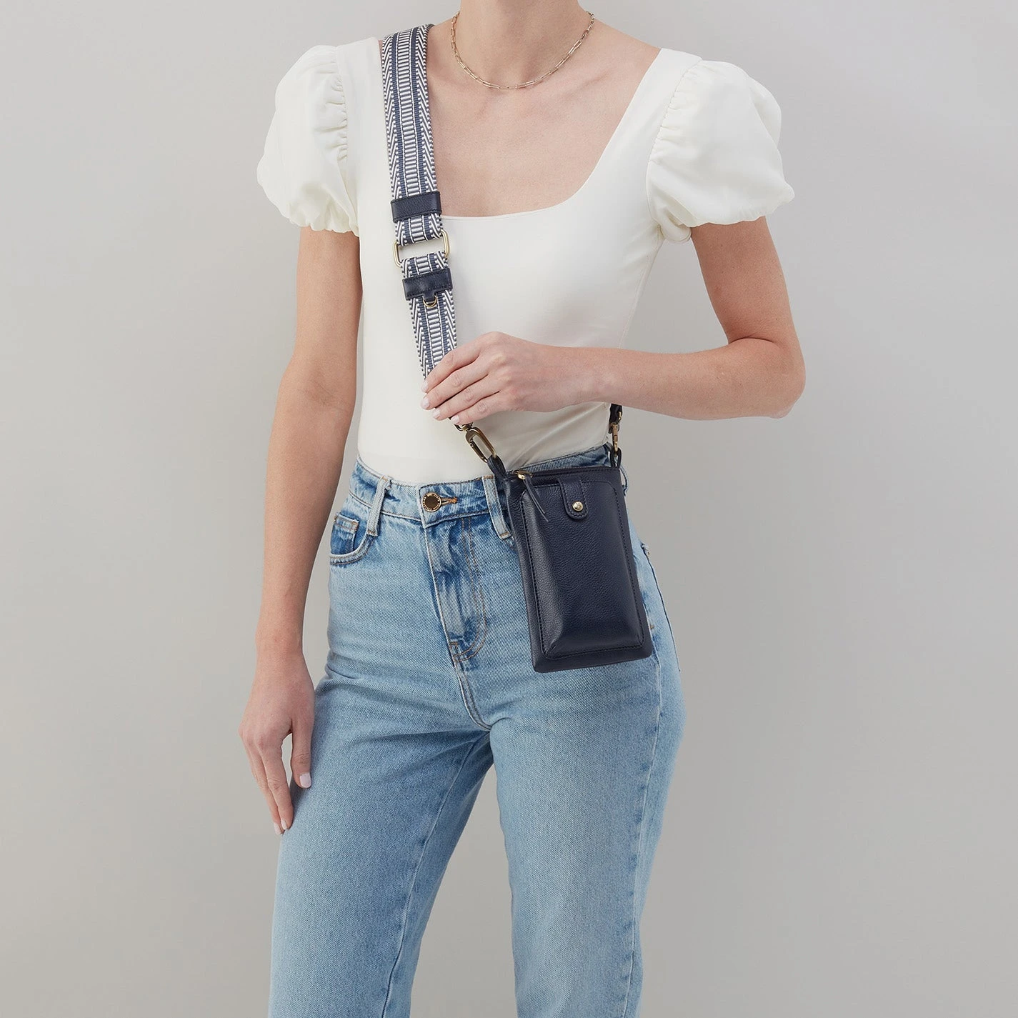 Cia Phone Crossbody In Pebbled Leather - Sapphire 2 Cia Phone Crossbody In Pebbled Leather - Sapphire - Image 2