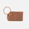 Sable Wristlet In Raffia With Leather Trim - Sepia