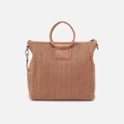 Sheila Large Satchel In Raffia With Leather Trim - Sepia 7 Sheila Large Satchel In Raffia With Leather Trim - Sepia -Hobo Sales Store RF 51088SEPA 04