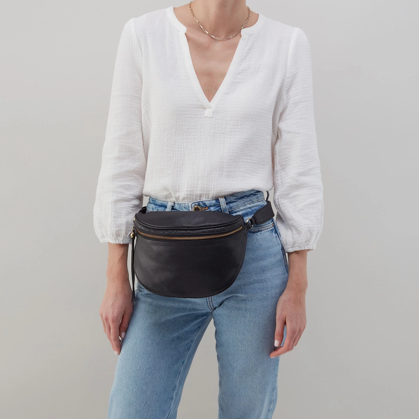 Juno Belt Bag In Silk Napa Leather - Black 2 Juno Belt Bag In Silk Napa Leather - Black - Image 2