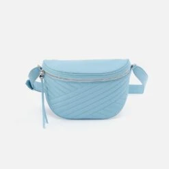 Juno Belt Bag In Quilted Soft Leather - Aqua Marine