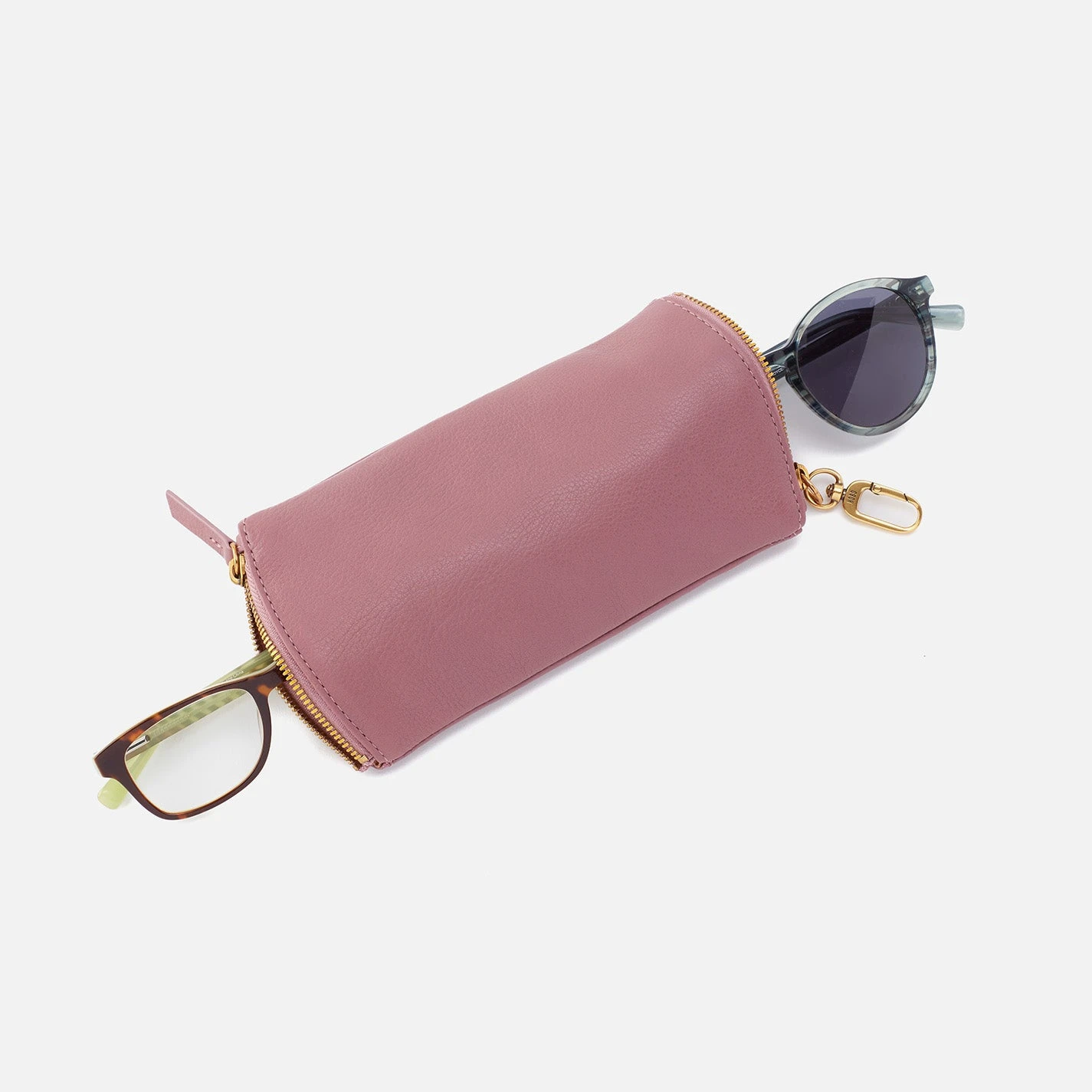 Spark Double Eyeglass Case In Pebbled Leather - Mauve 2 Spark Double Eyeglass Case In Pebbled Leather - Mauve - Image 2