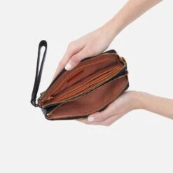 Dayton Wristlet In Pebbled Leather - Black -Hobo Sales Store SO 81103BLK 03